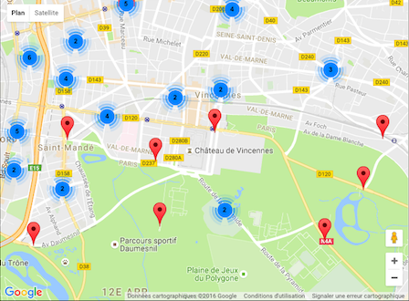 carte de Paris : zoom sur le chateau de Vincennes